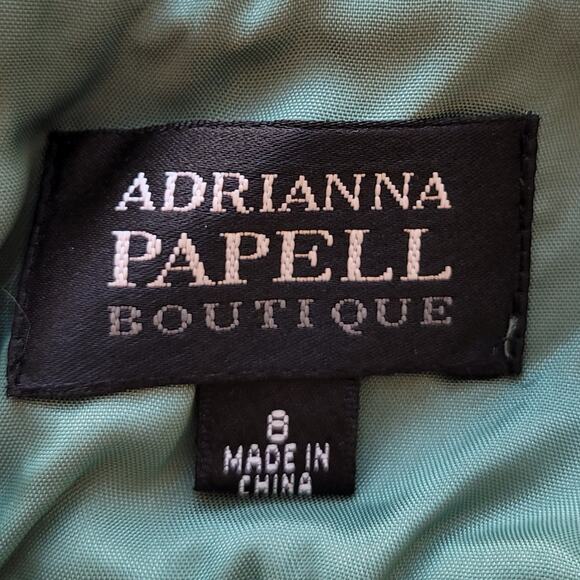 Adrianna Papell Boutique Halter Dress Sheer Embellished Size 8 Green Whimsigoth - Picture 8 of 12